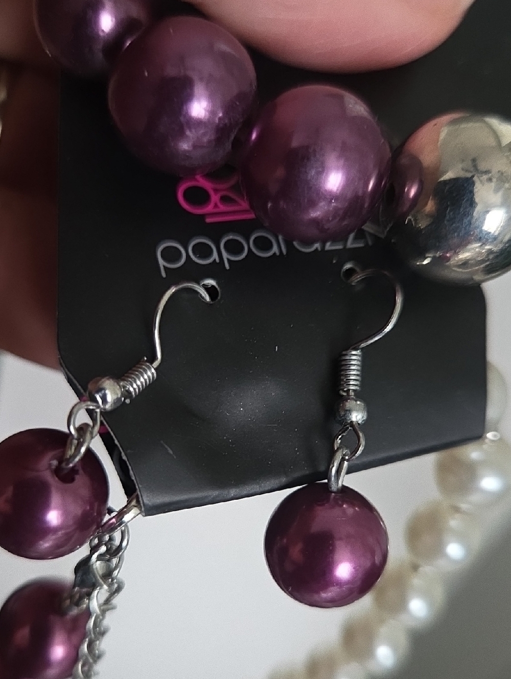 Paparazzi Purple Pearl Necklace And Matching Bracelet Set NWT - Picture 5 of 5